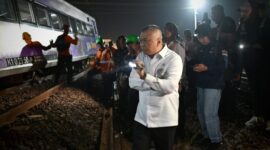 Menhub Dudy Pantau Langsung Proses Evakuasi dan Pemulihan Anjloknya KA Argo Bromo Anggrek